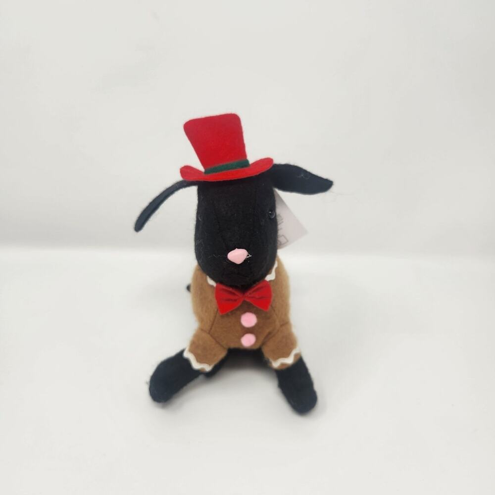 Felt Gingerbread Christmas Plush Dog Black